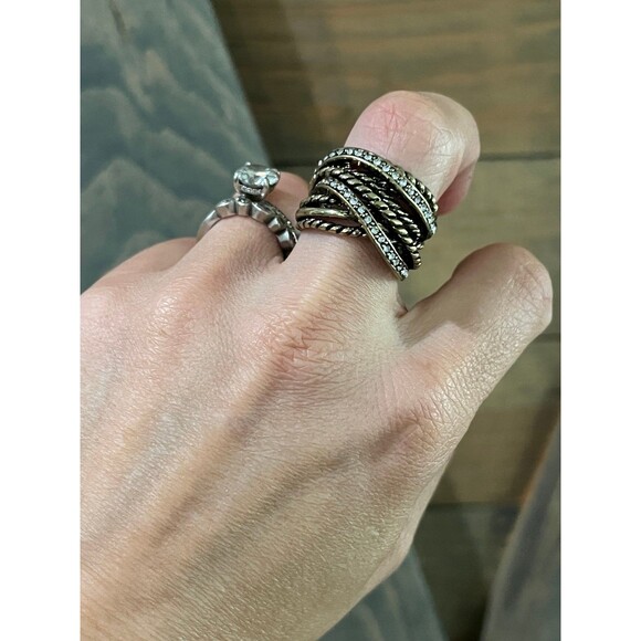 New Ring Chunky Layered Ring Size 8 stack Ring Set Band Designer Crossover Ring - Picture 1 of 6
